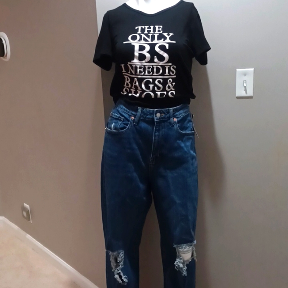 high rise baggy ripped jeans size 8/29 waist - Picture 1 of 4